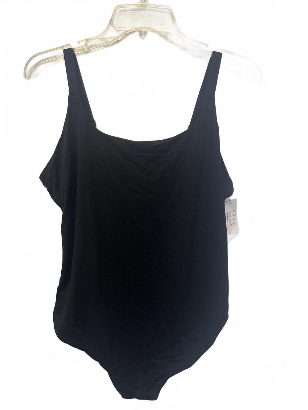 Bodysuit Tank Black Cami Size 1X One Piece Thong w/ Adjustable Straps Auden NEW